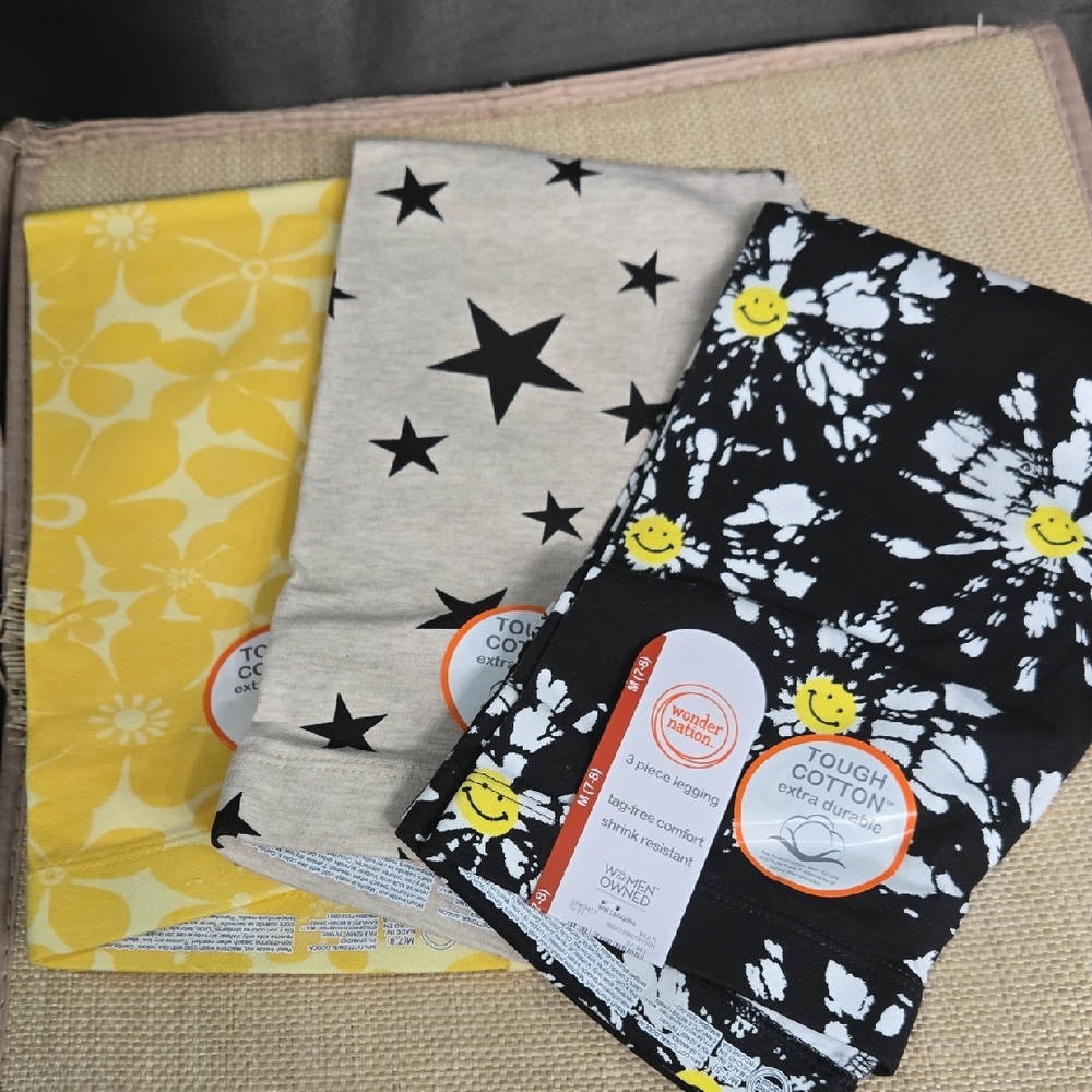 wonder nation Yellow, Black, Gray Girls' 3-Pack Leggings